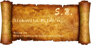 Siskovits Milán névjegykártya