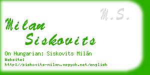 milan siskovits business card
